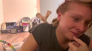 Redhead Giving a Sloppy Toppy to Daddy