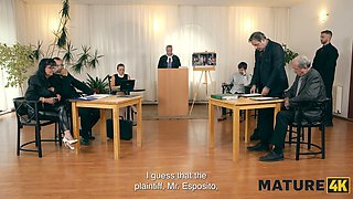 Watch as mature Elle with huge natural tits gets fucked by her gardener in doggy-style and ends up in court