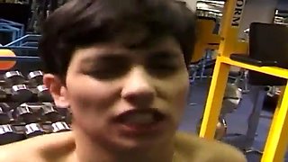 Cline de Bara in the gym 1999 ft. Cline Bara: Blowjob, Babe  Cowgirl Porn