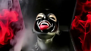 Daddy Gives Deepthroat and Hard Fucked to Maid Teen with a Huge Cum Over Latex Mask.