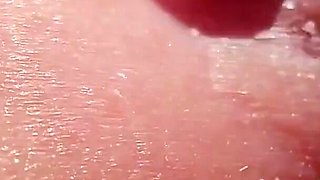 Playing Pierced Nipples Close up on Balcony