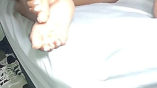 Petite Barefoot Girl Enters Her Stepbrother's Room Looking for Cock