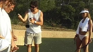 Gangbang on tennis court
