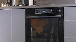 Amazingly Beautiful Hot and Horny Girl in Stockings in the Kitchen Flashes Her Tight Pussy and Ass