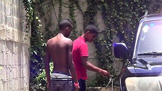 Gay african twinks fucking at outdoor carwash