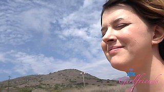 Romantic trip to the beach with Dez Hansen and fucking her tight pussy POV in the car: Porn