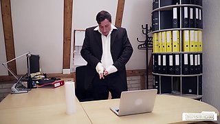Inked hot MILF gets fucked in the office