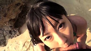 Bikini oral job outside with Megumi Haruka - uncensored JAV!