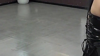 Female Employee Hits Incompetent Employee's Ass with Riding Crop and Treats Him as Human Carriage or a Ponyboy