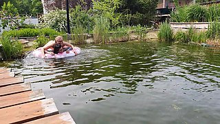 Outdoor Double Blowjob After Some Fun in Our Pond
