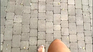 Horny mature milf with big tits and sexy legs show her pussy and her sexy ass outdoor at the pool
