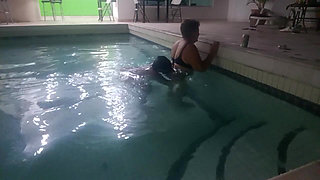 Foot Fetish My Stepmom Models Them in the Hotel Pool