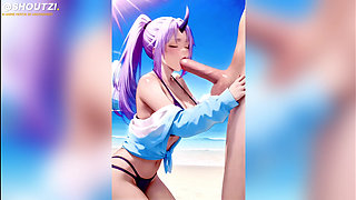 Shion From That Time I Got Reincarnated as a Slime, Does a Perfect Deepthroat with Your Long Penis and Will Swallow All Your Cum