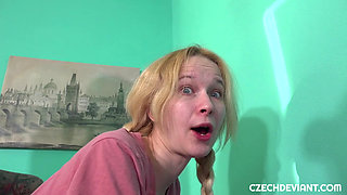 Blonde in baby clothes gets fucked hard