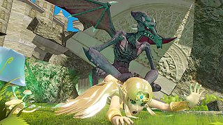 Petite Blonde Elf Fucked by Big Cock Winged Monster