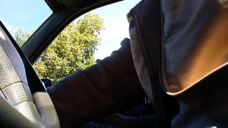Slutty blonde milf delivers a fabulous blowjob in the car