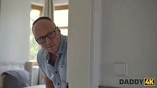 Daddy4k. young skinny lady was so adorable so she displayed her boyfriend's dad what the real deepthroat is