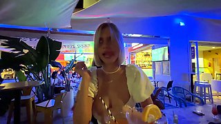 Sexy teen blonde gets ready to party in a nightclub