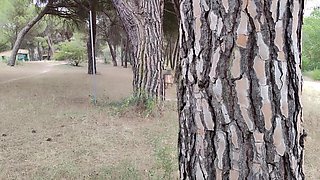 Naked MILF Watcher Outdoors Woman Masturbate in Nature Big Booty Exhib Girl Show Tits and Cunt