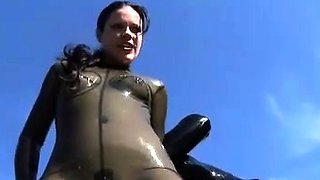 Beautiful lesbians finger pussy outdoors