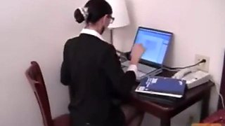 Hot! Nerdy Brunette MILF Secretary with Glasses Sloppy Blowjob: Babe, Cumshot  Pov Porn