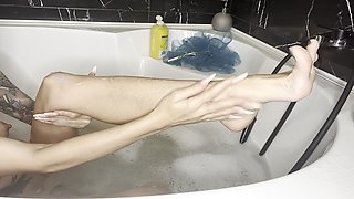 Shaving My Long and Skinny Legs in Bathtub, Feet on Video Too