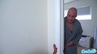 Big Tits Latina Maid Busted Masturbating Has To Polish Huge Dick