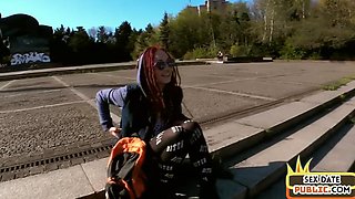 Pulled redhead nympho gets doggystyled