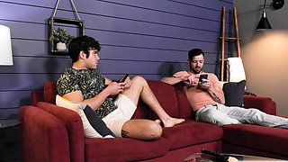 Two gay friends fuck their straight buddy