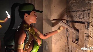 Lesbian futanari threesome adventure animation in egypt