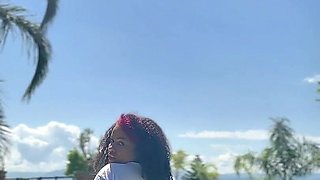 Chubby Ebony Farting Like Crazy in the Pool