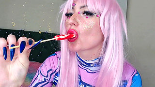 Lollipop Sucking, Lip and Spit Fetish, Foot Fetish, Oiled Feet, Sexy Ass Worship, and Your Little Penis Humiliation.