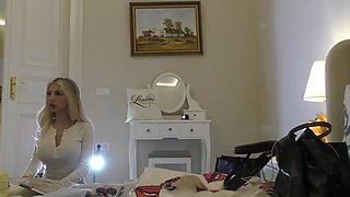 Hot Tight Shaved Pussy Big Tits Babe comes for Casting turns into a Porn Shooting for Pantyhose Academy