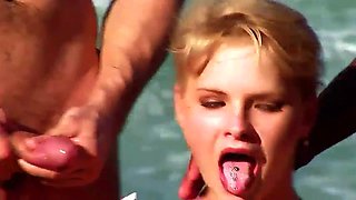 Anal on the Rocks! Busty Blonde Tourist Ass Fucked by the Locals. Interracial Outdoor Threesome with Double Penetration