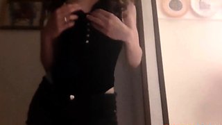 Sexy Italian girl massages her small breasts and pussy on we