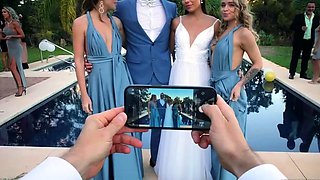 Slutty bride shares cock with maids of honor in hot foursome