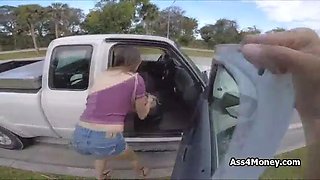 Fucking wrecked big tit in car