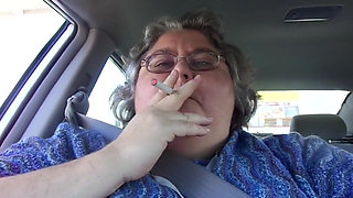 Nurse Vicki ssbbw smoking in the car