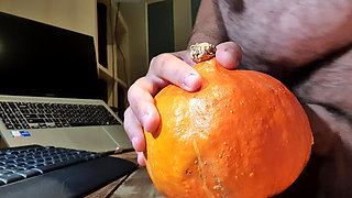 Fucking a pumpkin with my dick for dinner
