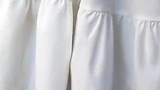 A Cute Girl in a Beautiful White Dress Decided to Show Her Pussy