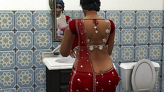 Indian Saree Aunty Lakshmi got invited to a house by her friend and fucked  - WickedWhims