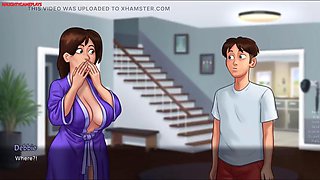 Sexy roommate Jenny getting nude showing her huge boobs, Huge Tits Slut teasing - Summertime Saga 09