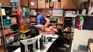 Brunette teen thief punish fucked by a nasty security guy