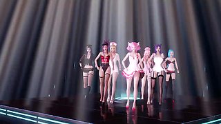 K-Pop Dance Extravaganza: Ahri, Akali, Kai'sa, Lux, Jinx, Caitlyn. 3D