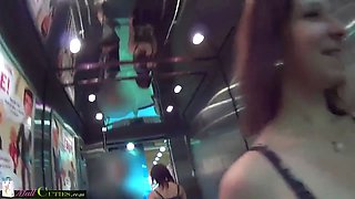 Little Lenka rides cock on the rails