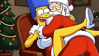 Santa Claus Fucks Married Housewife Marge Simpson on Christmas Day