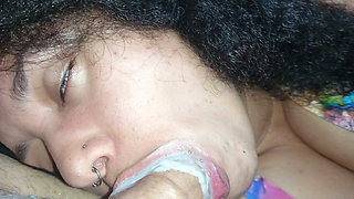 MASSIVE CREAMPIE DOWN THE SLUT'S THROAT, CUM OVERFLOWING