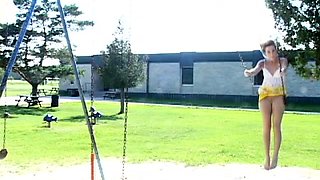 Sexy brunette teen outdoor masturbation