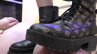 Face Trampling My Horny Slave with a Hot Brunette Babe