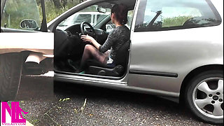 Revving My Car in Sexy Red Ballet Flats